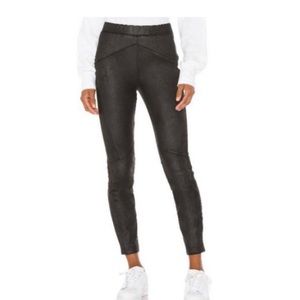 Free People Carbon Vegan Suede Faux Leather Skinny Black Pants
